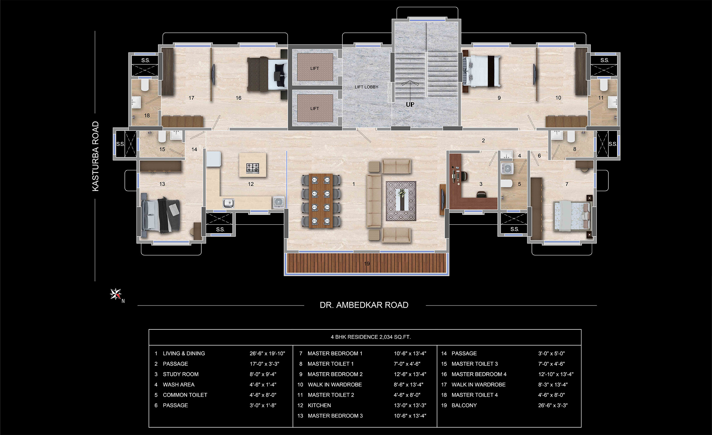 4BHK JODI Floor Plan Horizon Garden View